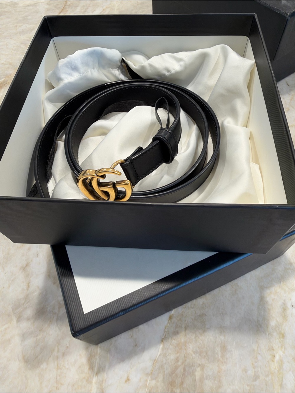 Gucci Black Leather Belt with Gold Double-G Buckle - Women's Accessory